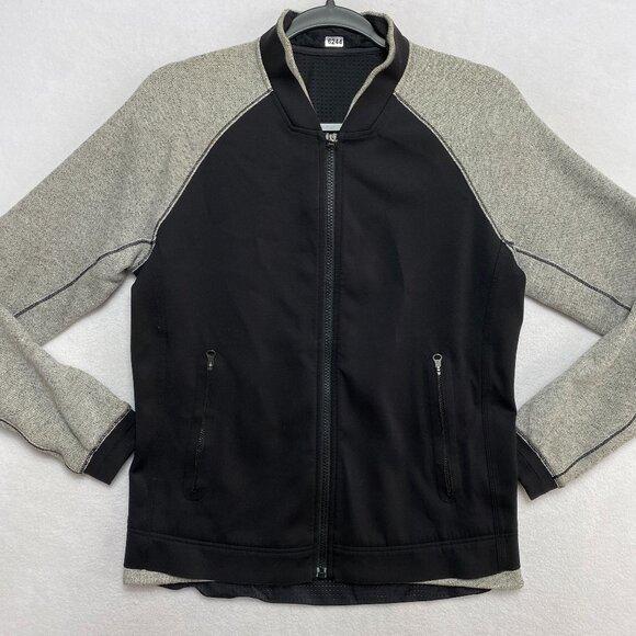 Lululemon Var-City Bomber Jacket Womens 6Black Gray Baseball Stitching Neoprene - Picture 1 of 15